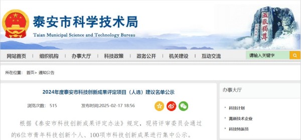 獲獎！公司科研項目榮獲2024年度泰安市科技創(chuàng)新成果獎